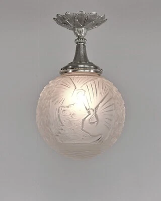 GILLES & MULLER FRERES  French art deco semi flush mount 1930 pendant chandelier - Изображение 1 из 4