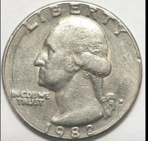 1982 D Washington quarter 25C 5.6g Copper Nickel DDO Fused "IN" Errors & RPM - Picture 1 of 7