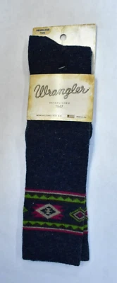 Calcetines de mezclilla azules hasta la rodilla Wrangler punta sin costuras angora azteca hechos en EE. UU. 6-9 Foto 1 de 4