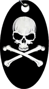 Pirate Skull & Crossbones Skeleton Aluminum Oval Keychain Key Chain NEW - Picture 1 of 1