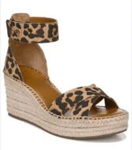 NEW Franco Sarto Carlotta Espadrille Leopord Print Wedge Sandals Womens Size 8.5 - Picture 1 of 7