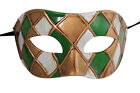 QUALITY GREEN GOLD ANTIQUE IVORY HARLEQUIN VENETIAN MASQUERADE PARTY EYE MASK