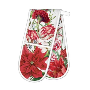 Michel Design Works Cotton Kitchen Double Oven Glove Christmas Bouquet - NEW - Picture 1 of 1