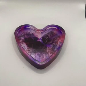 Bandeja de joyería/baratija hecha a mano, rosa/púrpura mezclada en forma de corazón - Imagen 1 de 5