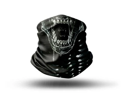 Washable Fabric Face Cover Neck Gaiter Unique Print Xenomorph EU Made - Image 1 of 4