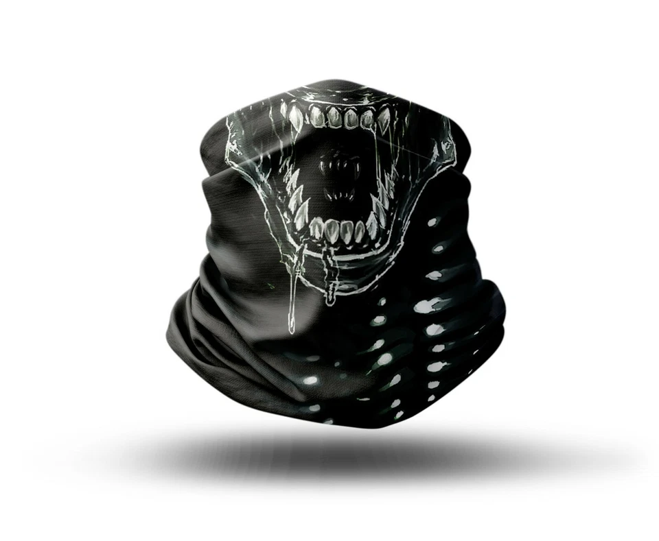 Washable Fabric Face Cover Neck Gaiter Unique Print Xenomorph EU Made - Image 1 of 4