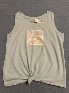 NWT Ron Jon Surf Shop Blue Sleeveless Graphic Knotted Tank Top Medium - Picture 1 of 11
