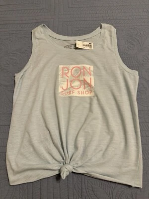 NWT Ron Jon Surf Shop Blue Sleeveless Graphic Knotted Tank Top  Medium - Image 1 of 4