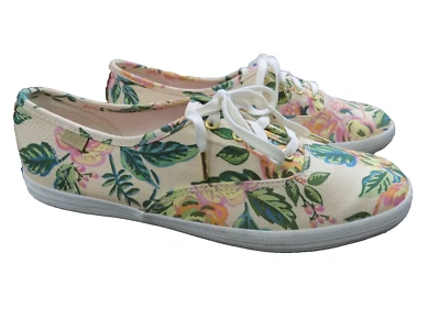 Zapatillas Keds x Rifle Paper Co Champion BONITAS Florales Rosa Melocotón Verde Talla 7 Usadas en Excelente Condición Foto 1 de 4