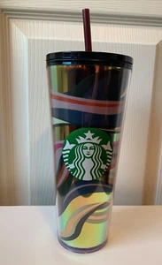 Starbucks Christmas 2021 24oz Holiday Multi Colored Swirl Tumbler Cold Cup Neu ohne Etikett - Bild 1 von 9