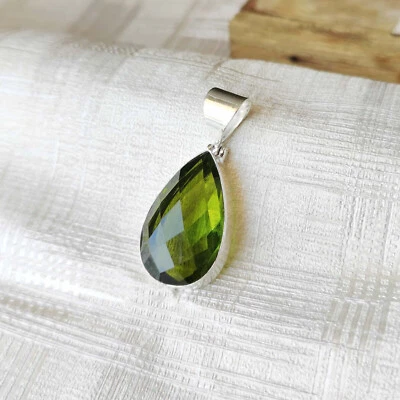 Nice Peridot Topaz Gemstone 925 Sterling Silver Handmade Pendant B-17 - Image 1 of 4