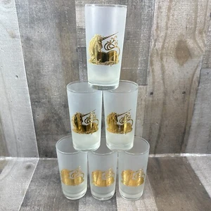 Vintage  Gold Unicorn Drinking Glasses Set Of 6 RARE - Picture 1 of 13