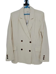 L Space Medium Womens Rhodes Blazer Cream Linen Blend Double Breasted NWT - Picture 1 of 6