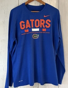 Nike University of Florida Gator Blue Dry-Fit Athletic Cut Mens XL LS Shirt - Picture 1 of 14