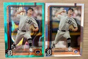 2025 Topps Chrome- Jackson Jobe #249 Aqua Lava Refractor Rookie /199 (RC) 2 Card - Picture 1 of 3