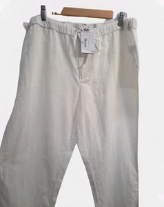 Liz Claiborne Damen XL weiß weites Bein Leinen Baumwolle Kordelzug Hose Taschen NEU - Bild 1 von 15