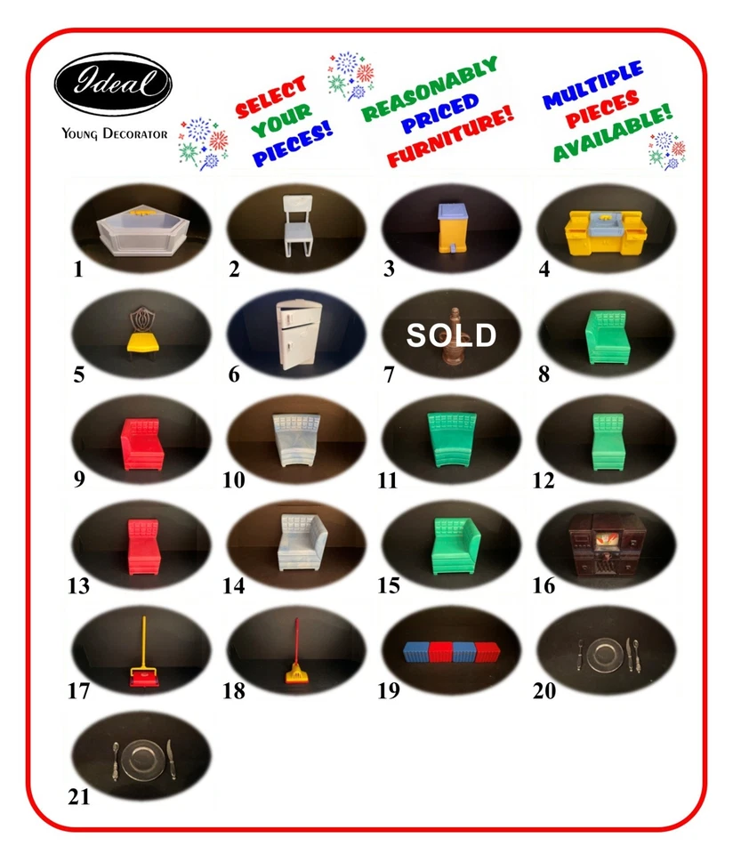 Vintage  IDEAL 1" Scale Plastic Young Decorator Dollhouse Furniture - Image 1 of 1