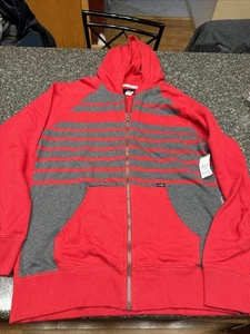 NUEVO CON ETIQUETAS Sudadera con Capucha para Niño Amplify Forrada Gris Rojo Rayas Patrón Cremallera Talla XL 18/20 - Imagen 1 de 5