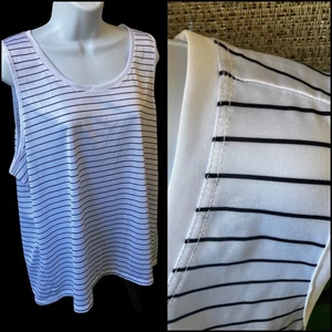 ExerTek Sleeveless Tank Top - Women's PXL White Black Stripe NWT - Picture 1 of 6