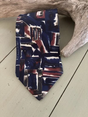 Corbata Barrington Clásica Para Hombre Azul Patrón Tie Dye 100% Seda Tela Importada Foto 1 de 4