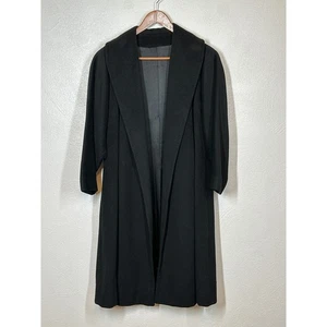 Vintage 100% Chinesischer Kaschmir Trenchcoat M Schwarz Ultra Weich Gefüttert Luxus Minimalistisch - Bild 1 von 13