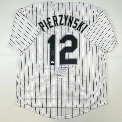 Autographed/Signed AJ A.J. PIERZYNSKI Chicago Pinstripe Baseball Jersey PSA COA - Image 1 of 4