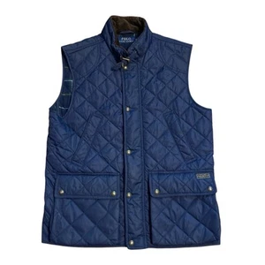 Polo by Ralph Lauren Men's Blue Plaid Lined Diamond Quilted Vest Size Medium - Picture 1 of 22