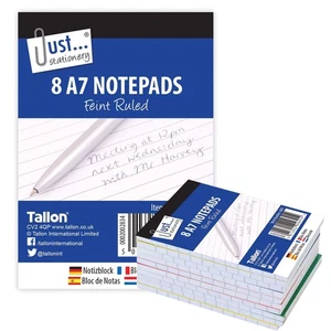 A7 Notepad Pack of 8 - Lined Pages, Blue & White, Model 4691 - Picture 1 of 2