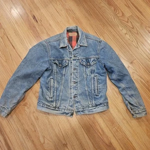 VTG  80’s Levi's 71411 0816 Buffalo Flannel Lined Denim Trucker Jacket Size 44  - Picture 1 of 17