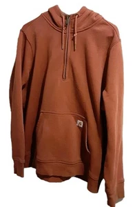 Carhartt Pull Over 1/4 Zip Sweatshirt XXL(20) Hooded Relaxed Fit Rust Colored - Picture 1 of 12