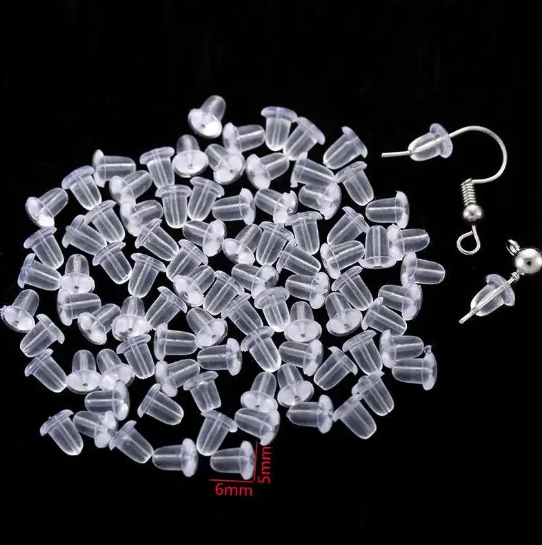 Respaldos para pendientes de silicona de 50 piezas de 5 mm x 4 mm Respaldo en forma de cono Tapón suave de goma Foto 1 de 1