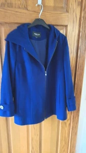 London Fog Damen Mantel Wollmischung royalblau 1x Reißverschluss mit Kapuze - Bild 1 von 8