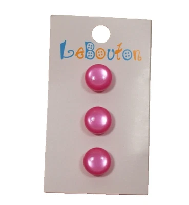 Round Fuchsia Pink Plastic Buttons 1/2" diameter x 3 Pieces Shank B11 - Image 1 of 4