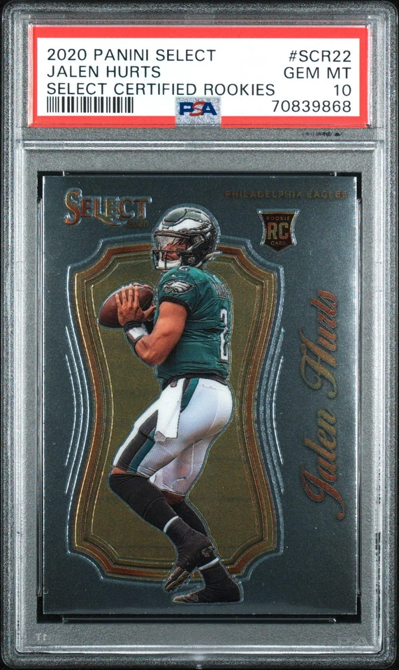 Graded 2020 Select Jalen Hurts #SCR20 Certified Rookies RC Football Card PSA 10 - Image 1 of 2