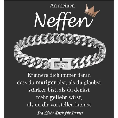 Kubanisches Armband mit Gravur Geschenk für Neffen und Jungen - Bild 1 von 4