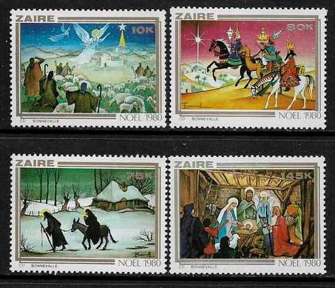 Zaire #1000-3 Mint Never Hinged Set - Christmas Cover