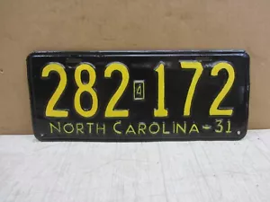 VTG ORIGINAL 1931 NORTH CAROLINA NC LICENSE PLATE TAG 282-172 MODEL A FORD - Picture 1 of 14