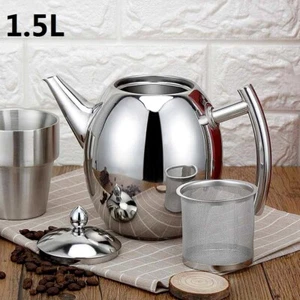Teekanne Teebereiter 1.5Lmit abnehmbare Edelstahl-Sieb Aufheizbar EdelstahlKanne - Bild 1 von 12