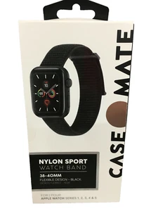 Case-Mate 38mm or 40mm Apple Watch Black Nylon Sport Band Flexible Strap - Zdjęcie 1 z 3