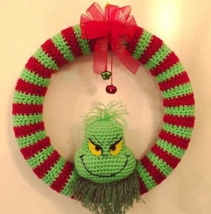 CROCHET PATTERN COPY The Grinch who stole Christmas Wreath 30, or, 35cm CHEAPEST - Picture 1 of 5