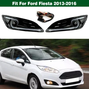 Pair LED DRL Daytime Running Lights Bumper Fog Lamps For Ford Fiesta 2013-2016 - Picture 1 of 11