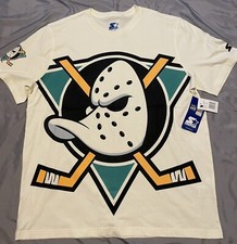 Mens Mighty Ducks Hockey Starter Tee T Shirt Big Logo Off White Size XL NWT 🔥🔥