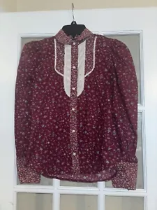 Circle T Marilyn Williams Vintage Button Down Bluse rot Blumen Spitze Prarie Gr. 7-8 - Bild 1 von 4