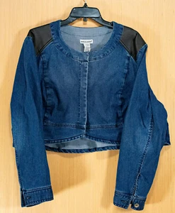 Jessica London Women's Blue Denim Midriff Trucker Jacket size 22 XL - Picture 1 of 3