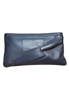 Vlieger & Vandam Knife Clutch Navy Blue Genuine Leather Handbag Made in EU