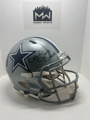 EZEKIEL ELLIOTT FIRMADO DALLAS COWBOYS TAMAÑO COMPLETO AUTÉNTICO CASCO DE VELOCIDAD BECKETT Foto 1 de 2