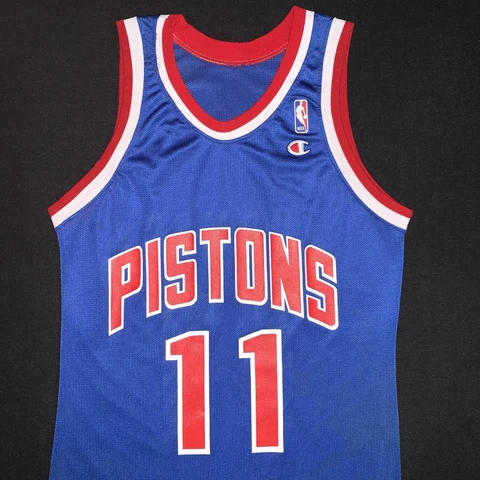 Vintage Champion Isiah Thomas Detroit Pistons #11 Blue Jersey 40 Men’s Medium Cover