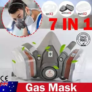 7 IN 1 Gas Mask Full Face Respirator Paint Spray Chemical Facepiece Safety NEW - Picture 1 of 12