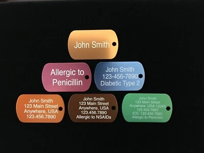 Personalized Aluminum Luggage Tags Engraved Dog Tag  CUSTOM ENGRAVING - Image 1 of 3