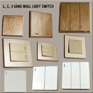 1/2/3 Gang Wandlichtschalter gebürstet gold/strukturiert creme/weiß Oberfläche Schraube weniger - Bild 1 von 20